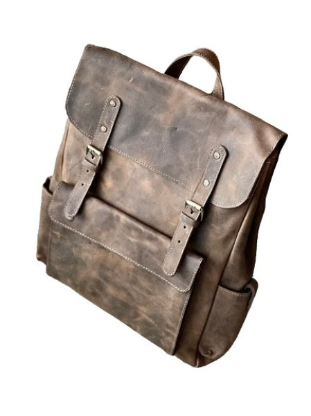 Crazy House Leather Laptop Backpack Zing Apparel