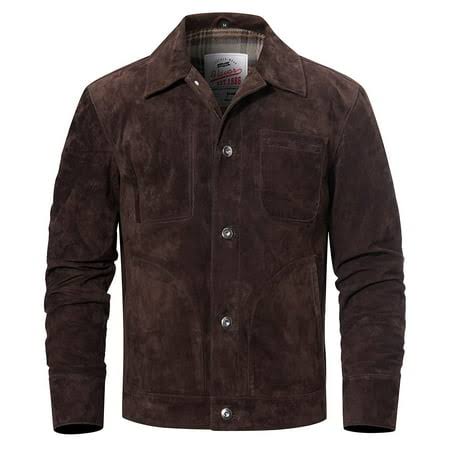 Trucker Suede Leather Jacket Men, Black Zing Apparel