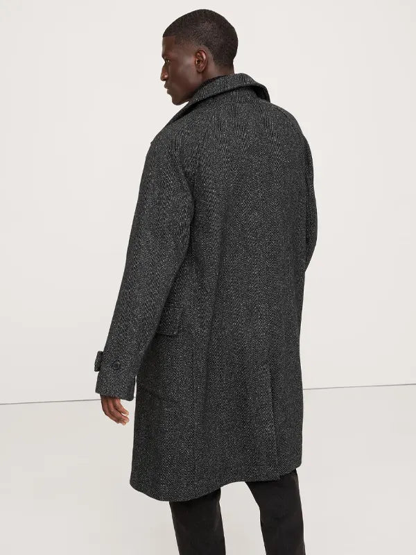 Italian Herringbone Balmacaan Coat
