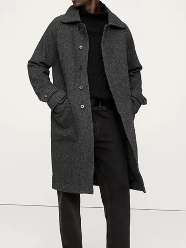 Italian Herringbone Balmacaan Coat