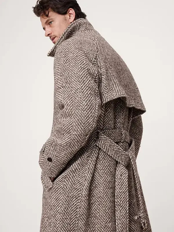 Italian Herringbone Balmacaan Coat