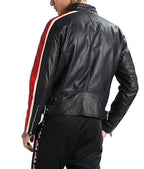 Men's Genuine Leather Jacket in Black n Red Zing Apparel