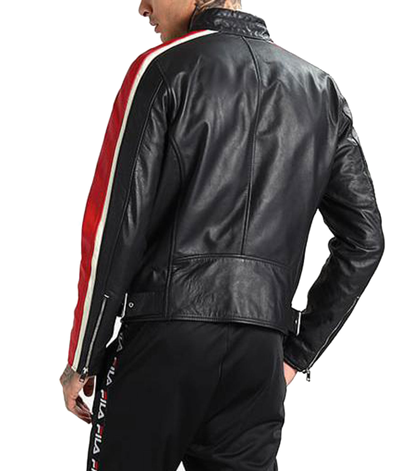 Men's Genuine Leather Jacket in Black n Red Zing Apparel