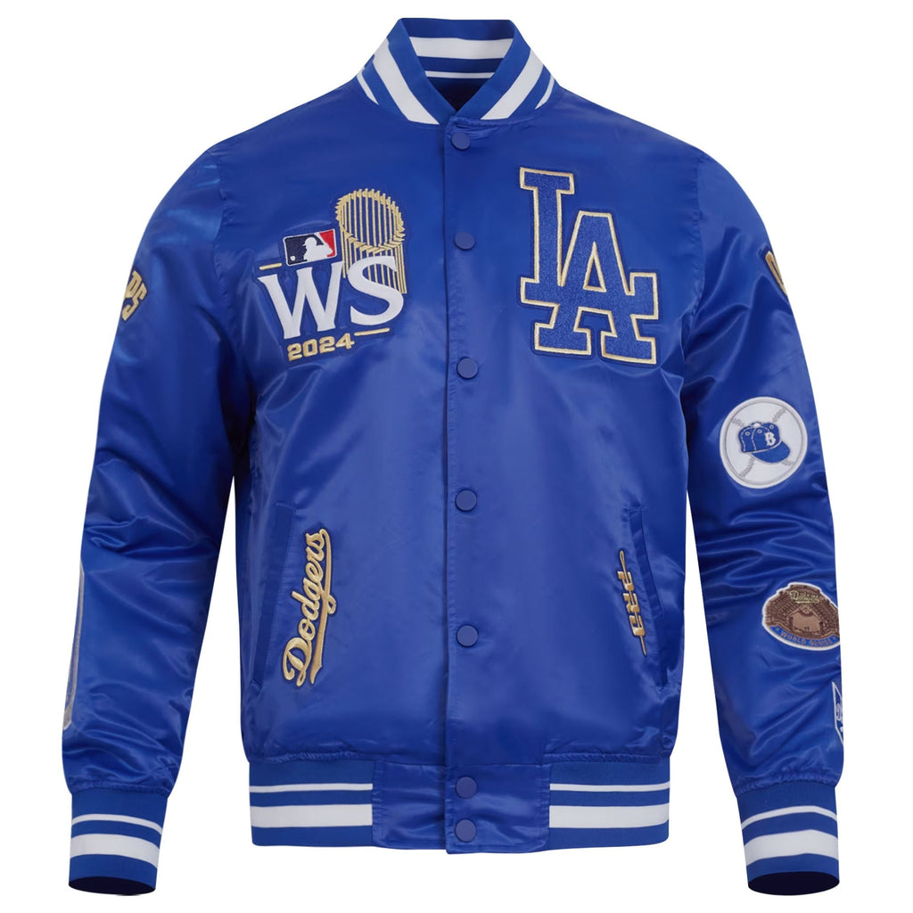 mens pro standard blue los angeles dodgers 2024 world series champions rib satin full snap jacket