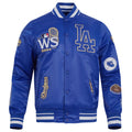 mens pro standard blue los angeles dodgers 2024 world series champions rib satin full snap jacket