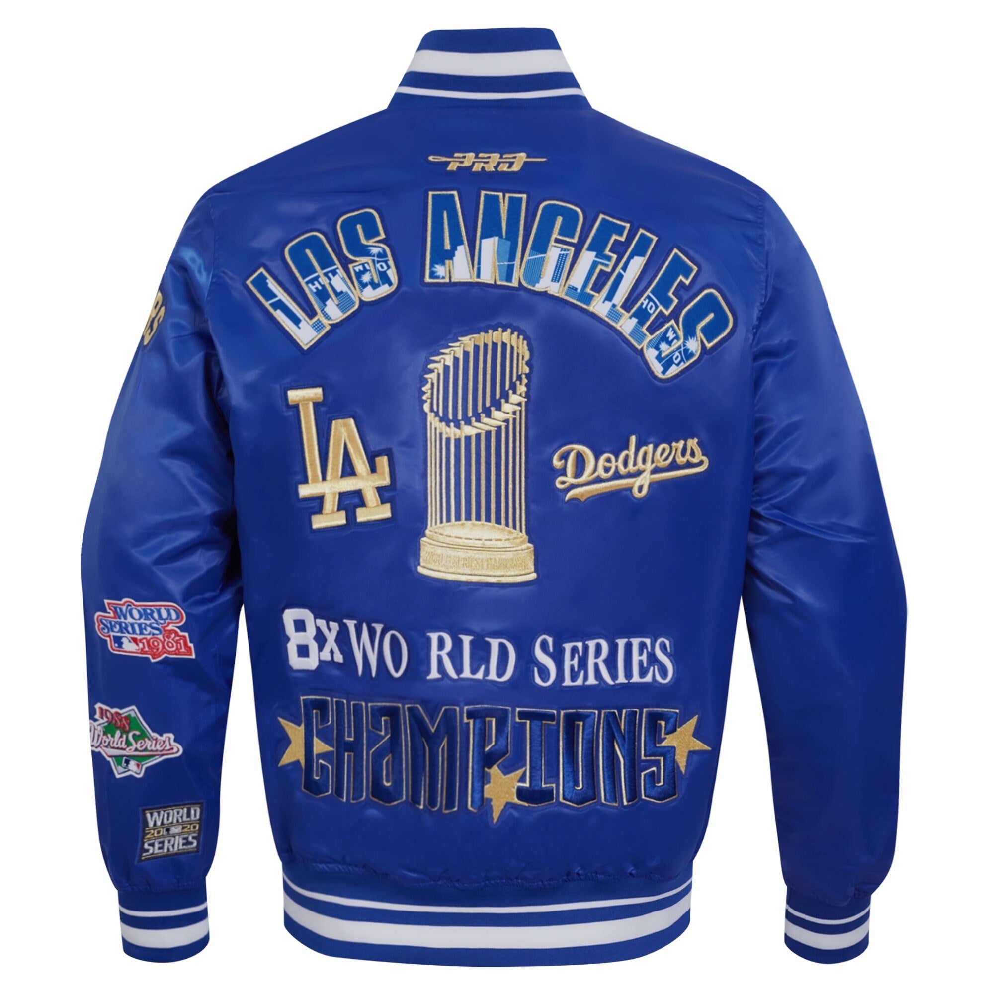 mens pro standard blue los angeles dodgers 2024 world series champions rib satin full snap jacket for sale