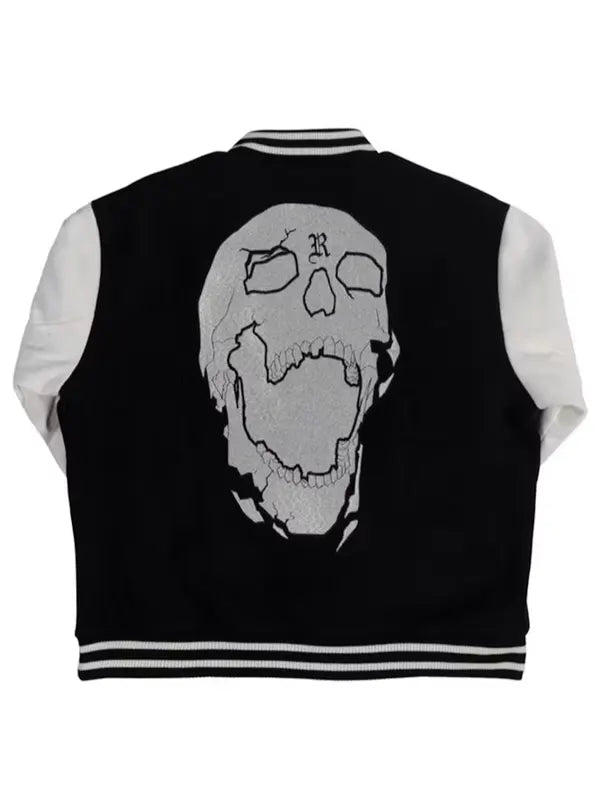 Revenge Skull Varsity Jacket Black