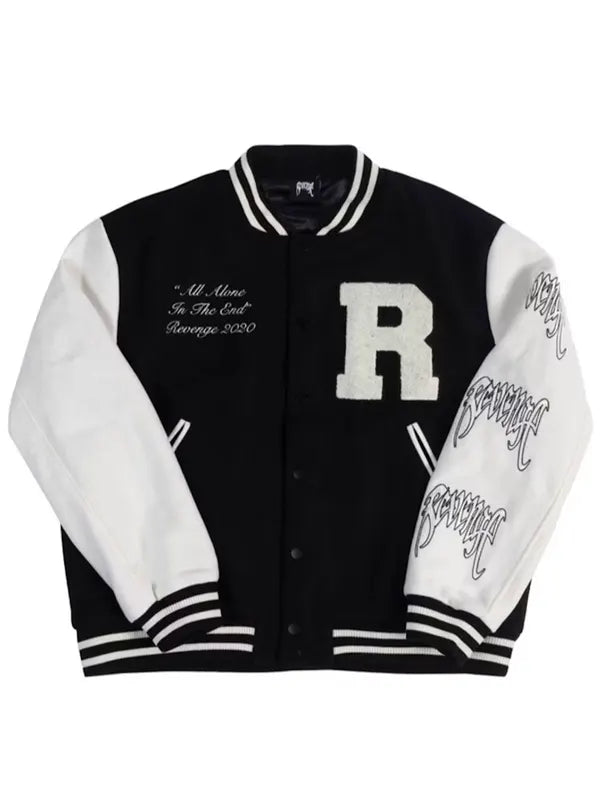 Revenge Skull Varsity Jacket Black