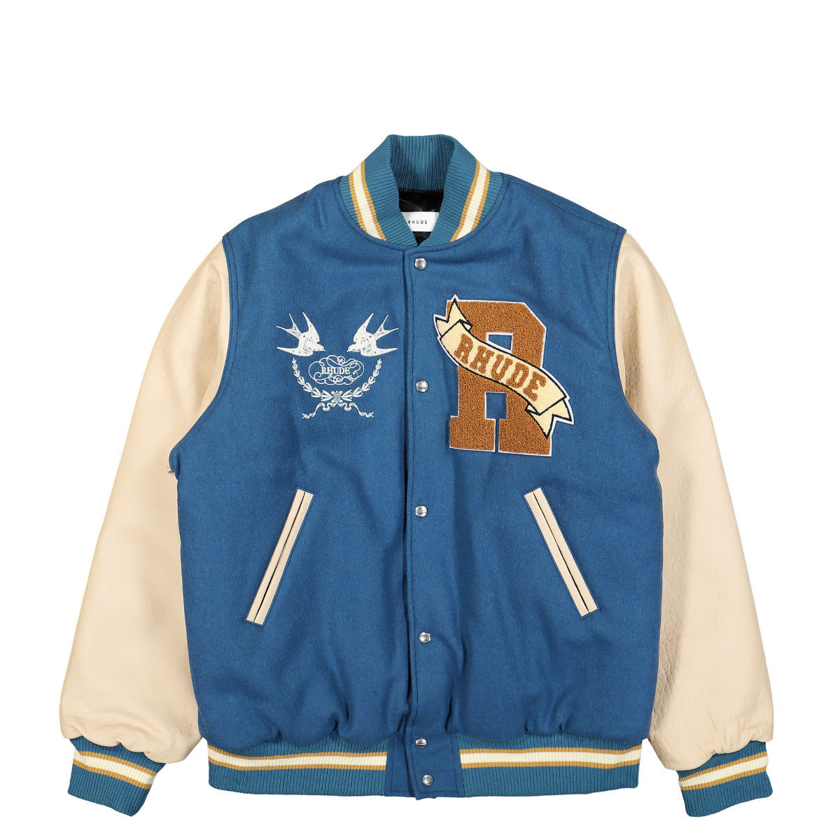 Blue Sparrow Letterman Varsity Jacket Slate/Cream Zing Apparel