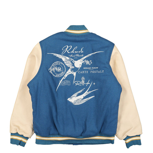 Blue Sparrow Letterman Varsity Jacket Slate/Cream Zing Apparel