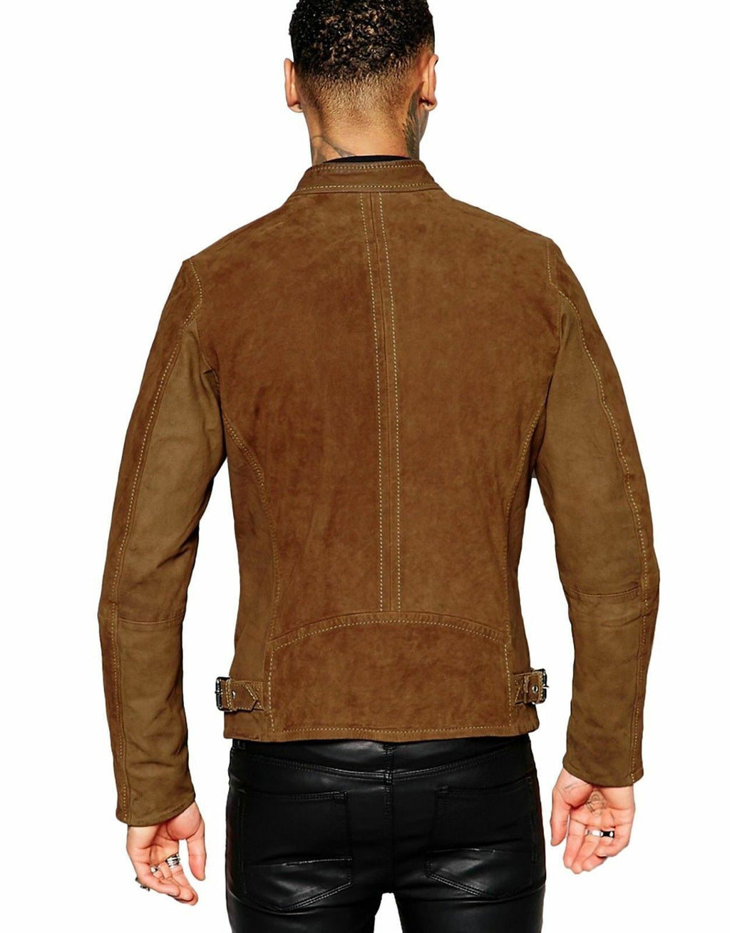 Slim Fit Brown Suede Leather Jacket Zing Apparel