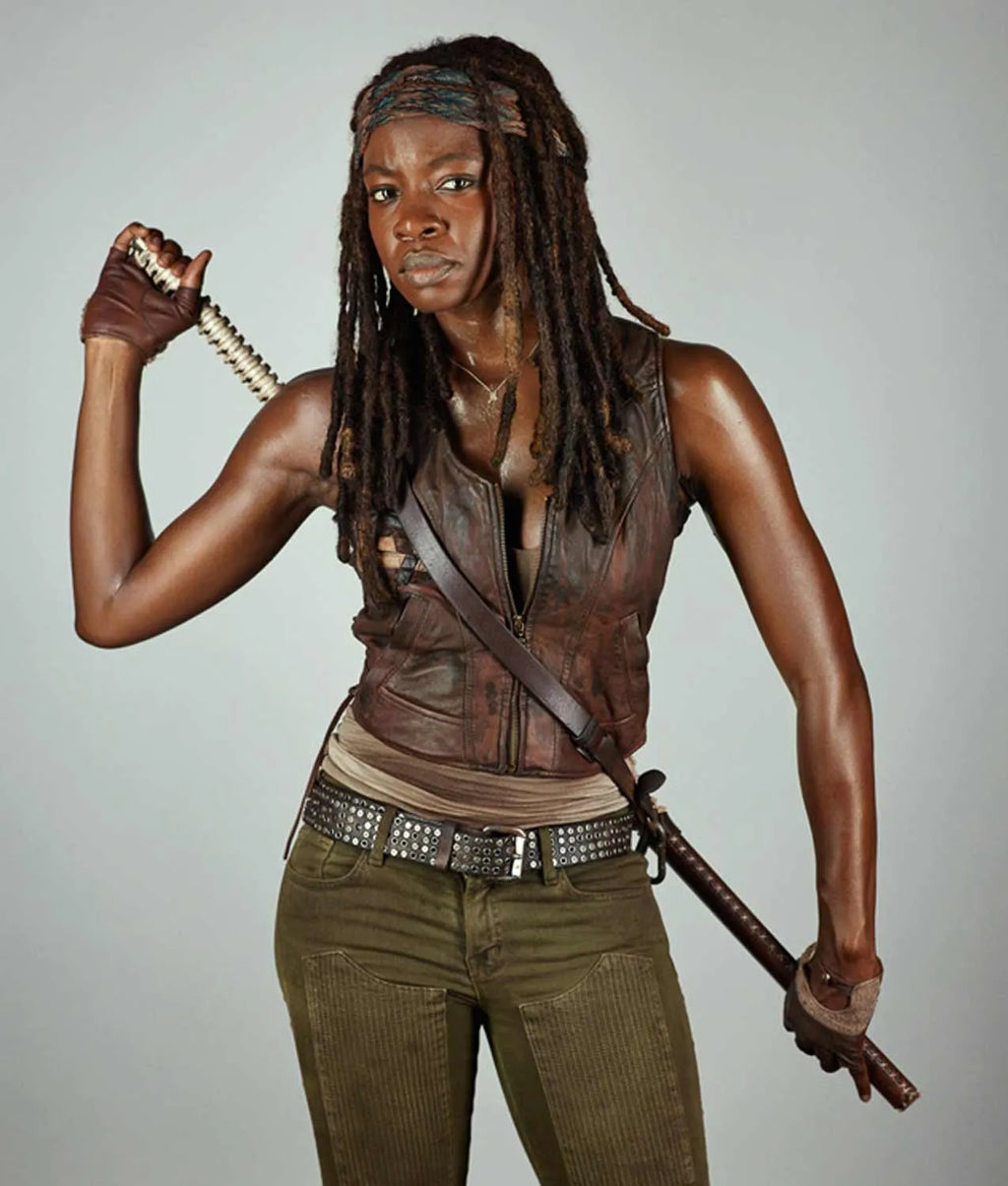 
Michonne The Walking Dead Brown Leather Vest  
