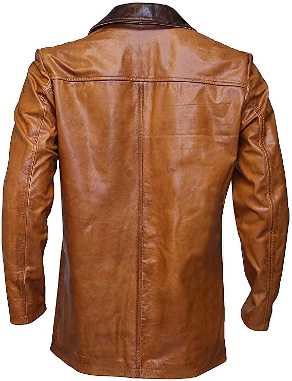 Western Tan Leather Blazer Men, Brown Zing Apparel